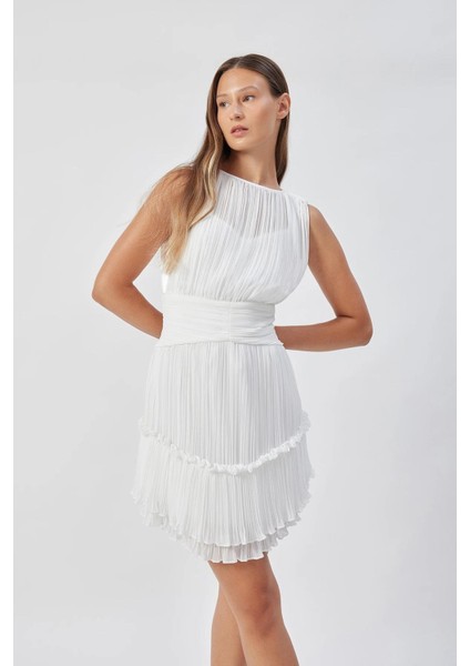 Kadın Ekru Mera Dress Şık Elbise