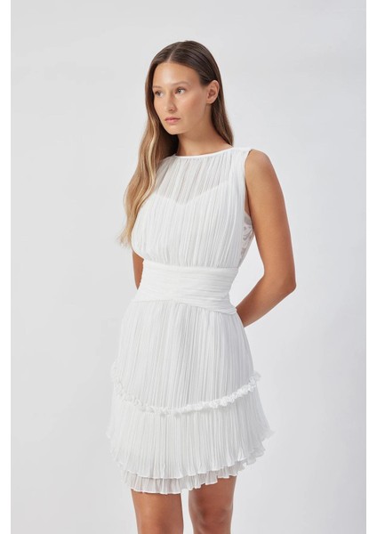 Kadın Ekru Mera Dress Şık Elbise