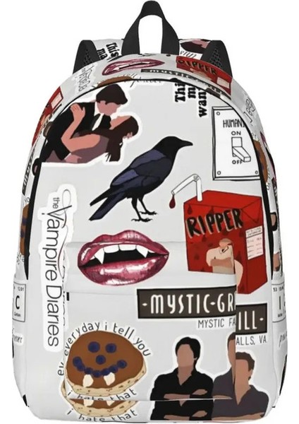Vampire Diaries Karikatür Erkekler Için Karikatür Sırt Çantası Kadınlar Ergenlik Lisesi Iş Günlüğü Tv Dizisi Dizüstü Tuval Çantalar Pocket Rengi: 3/boyut: Çocuklar Için (Yurt Dışından)