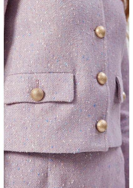 Kadın Pudra Nia Jacket Düğmeli Kışlık Ceket