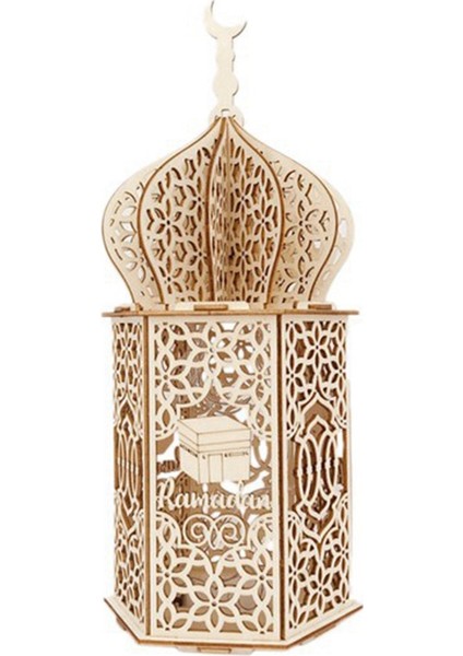 Ahşap Kendin Yap Saray LED Gece Lambası Eid Muak Dekorasyon Süsü Müslüman Ahşap Fener Ramazan Dekorasyonu 2 (Yurt Dışından)