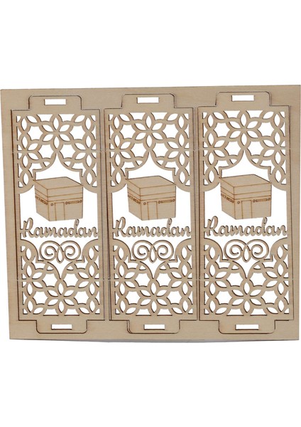 Ahşap Kendin Yap Saray LED Gece Lambası Eid Muak Dekorasyon Süsü Müslüman Ahşap Fener Ramazan Dekorasyonu 2 (Yurt Dışından)