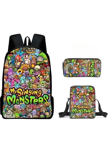 3pc-Set Şarkı Söyleyen Canavarlar Canavar Konseri Okul Çantası Sırt Çantası Omuz Çantası Kalem Çantası Sırt Çantası Karikatür Okul Çantası Mochilacolor: Bir Okul Çantası (Yurt Dışından)