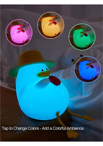 Happy Duck Çocuk Gece Lambası, Çocuklar Için Silikon Gece Lambası, Yatıştırıcı Yatma Zamanı Için Sevimli ve Kısılabilir Silikon Lamba A (Yurt Dışından)