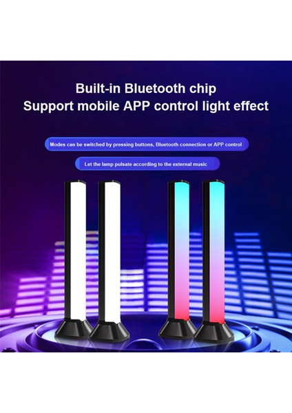 USB Atmosfer Işığı 5W Rgb+W Masaüstü Sesle Etkinleştirilen Rgb Sihirli Renk Pikap Işığı Ev Dekoratif Yatak Odası Gece Lambası-A (Yurt Dışından)
