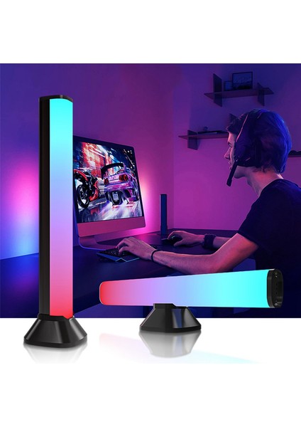 USB Atmosfer Işığı 5W Rgb+W Masaüstü Sesle Etkinleştirilen Rgb Sihirli Renk Pikap Işığı Ev Dekoratif Yatak Odası Gece Lambası-A (Yurt Dışından)