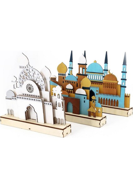 B Ahşap Eid Muak LED Gece Lambası Müslüman Ramazan Dekoru Ev Islami Müslüman Partisi Muak Dekoru Parti Malzemeleri (Yurt Dışından)