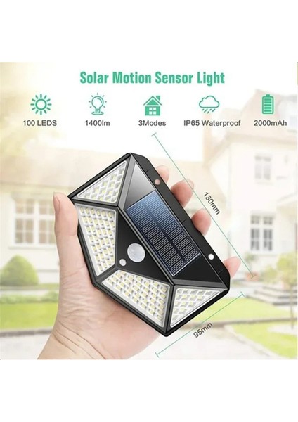 Dış Mekan Güneş Işıkları 100LED Dış Mekan Güneş Işıkları, Su Geçirmez, Hareket Sensörü, 3 Aydınlatma Modu (Yurt Dışından)