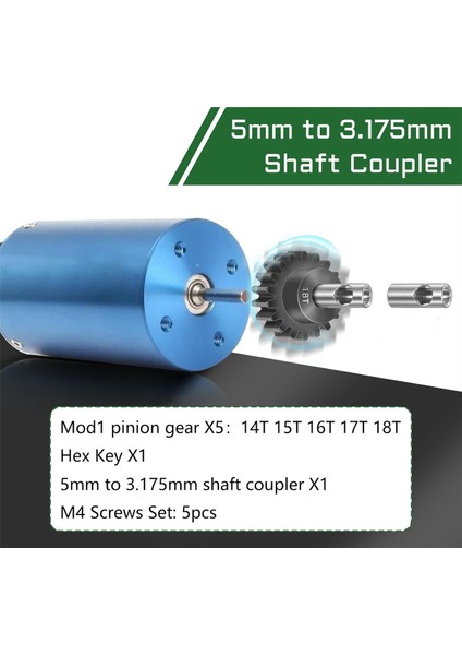 Pinyon Dişli Seti 5 Adet, 14T 15T 16T 17T 18T M1 Pinyon Dişli Metal Sertleştirilmiş Çelik Altıgen Anahtarlı 5mm Rc Motor Şaftına Uygun (Yurt Dışından)