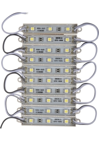 1*10 Adet 5050 Smd 3 LED Modül LED Şerit Dize Işık Su Geçirmez Dc 12 V Soğuk Beyaz (Yurt Dışından)