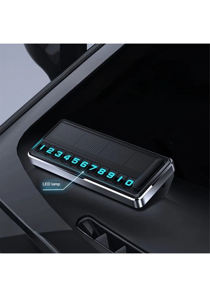 1 Adet Güneş Enerjili Araba Telefon Numarası Plaka LED Aydınlatma Geçici Park Kartı Gizli Plakalar Çoklu Numara Park Aletleri (Yurt Dışından) fiyatları