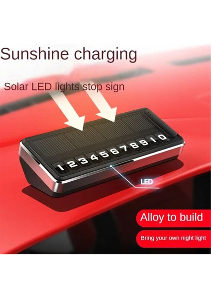 1 Adet Güneş Enerjili Araba Telefon Numarası Plaka LED Aydınlatma Geçici Park Kartı Gizli Plakalar Çoklu Numara Park Aletleri (Yurt Dışından) modelleri