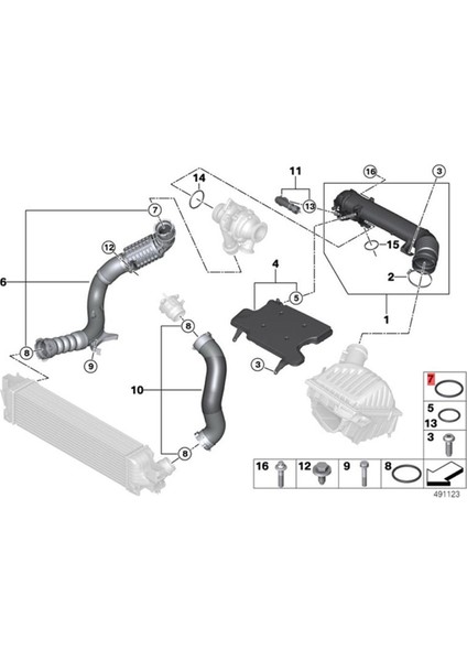 Türbin Hava Hortumu O-Ring Contası 11618506782 11617801968 Bmw 2 7 8 Serisi F44 G11 G16 X1 F48 Için (Yurt Dışından)