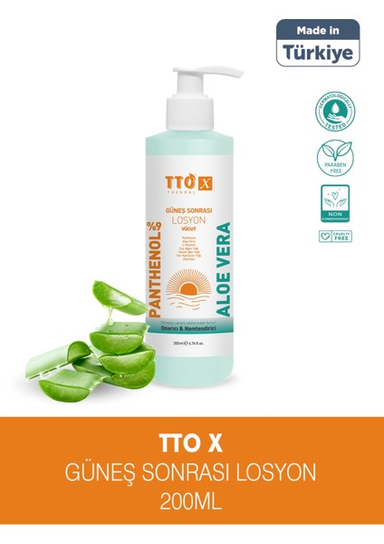 x Aloe Vera Losyon Güneş Sonrası Bakım, Nemlendirici, Ferahlatıcı, Yatıştırıcı 200 ml