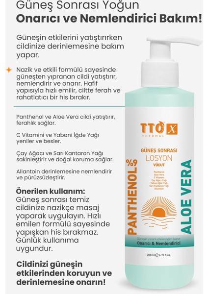 x Aloe Vera Losyon Güneş Sonrası Bakım, Nemlendirici, Ferahlatıcı, Yatıştırıcı 200 ml fırsatları