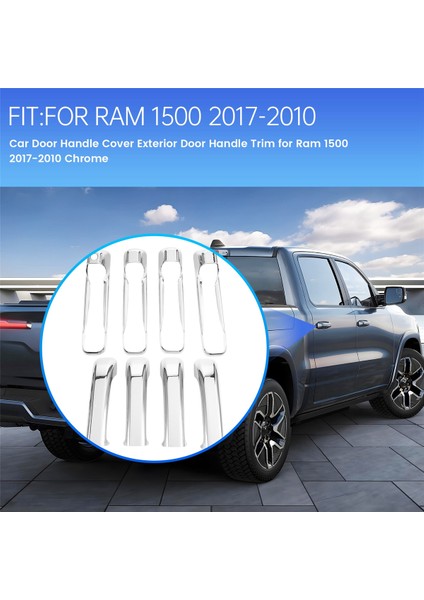 Araba Kapı Kolu Kılıfı Dış Kapı Kolu Döşemesi Dodge Ram 1500 2017-2010 Krom (Yurt Dışından)