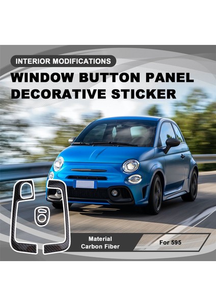 Fiat 500 2008-2011 Abarth 595 2012-2023 Rhd Için Pencere Düğme Paneli Dekoratif Etiket Iç Mekan Modifikasyonları Gösterildiği Gibi (Yurt Dışından)