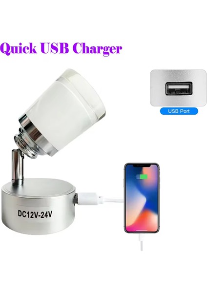 USB LED Rv Okuma Işığı Spot Işığı Başucu Lambası Araba Rv Karavan Iç Duvar Aplik 12-24V 3W Iç Aydınlatma (Yurt Dışından) indirimleri
