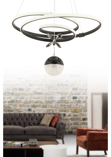 Istanbul Avize Siyah Cherry Beyaz Power Ledli Modern LED Avize