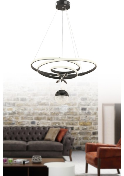 Istanbul Avize Siyah Cherry Beyaz Power Ledli Modern LED Avize