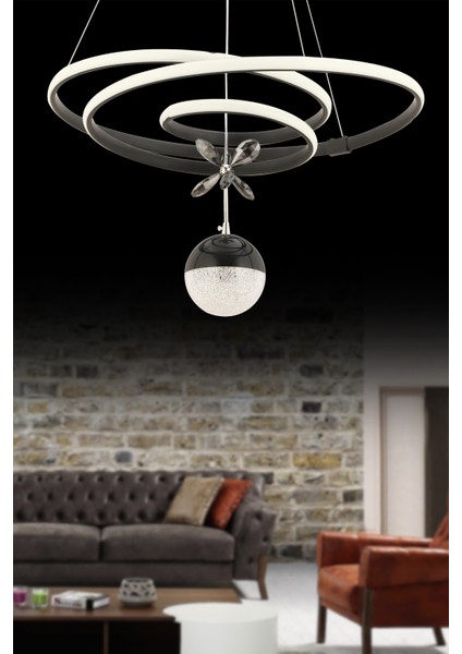 Istanbul Avize Siyah Cherry Beyaz Power Ledli Modern LED Avize