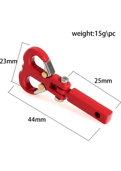Metal Römork Kancası Keçi Boynuzu Şeklinde Kurtarma Kancası 1/10 Rc Model Araba Paletli SCX10 At6 Nt6 Nt4 Kırmızı (Yurt Dışından)