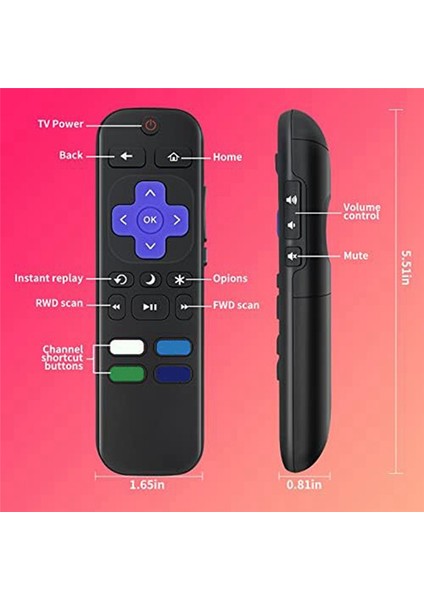 Yalnızca Rokus Tv Için Tv Uzaktan Kumandası Değiştirildi, Tcl Rokus/hisense Rokus/onn Rokus/ınsignia Rokus Serisi Akıllı Tv'lerle Uyumlu (Yurt Dışından) fırsatları