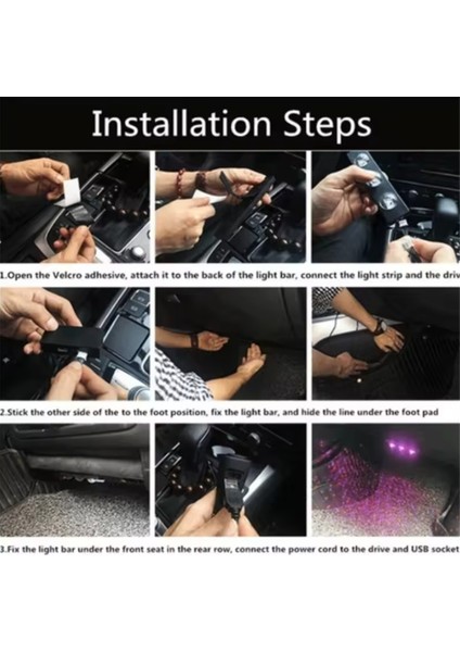 4 Adet Araba Iç Mekan LED Çok Renkli Rgb Şerit Işık Dekoratif Atmosfer Lambaları USB Kablosuz Ortam Aydınlatma Araba Işığı (Yurt Dışından)