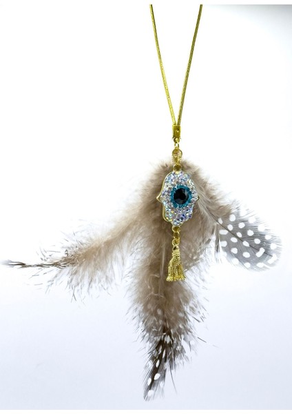 Tüylü Parlak Taşlı Hamse Lastikli Araba Dikiz Ayna Süsü, Püsküllü Yeni Araba Hediyesi fiyatları