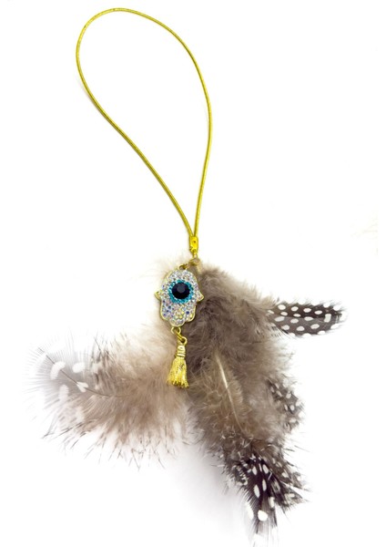 Tüylü Parlak Taşlı Hamse Lastikli Araba Dikiz Ayna Süsü, Püsküllü Yeni Araba Hediyesi