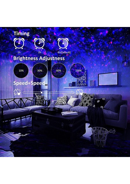 Galaxy Projektör, Bluetooth Hoparlör Uzaktan Kumandalı Yıldız Projektör Gece Lambası, Galaxy Lights Projektör (Yurt Dışından)