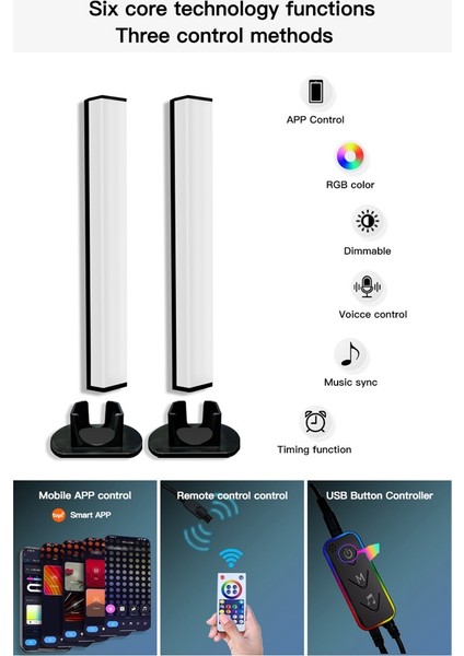 Wifi Akıllı LED Işık Çubuğu Rgb Atmosfer Işığı Müzik Senkronizasyon Tv Duvar Bilgisayar Oyun Odası Dekorasyon Gece Lambası (Yurt Dışından)