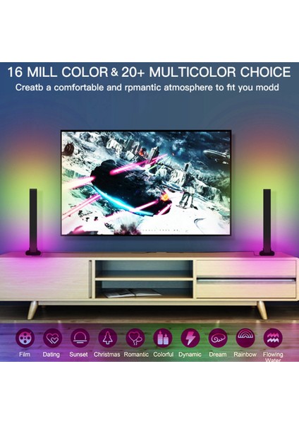 Wifi Akıllı LED Işık Çubuğu Rgb Atmosfer Işığı Müzik Senkronizasyon Tv Duvar Bilgisayar Oyun Odası Dekorasyon Gece Lambası (Yurt Dışından)