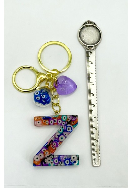 Renkli Nazar Boncuklu Z Harfi Anahtarlık, El Yapımı Hediyelik Çanta Süsü fırsatları