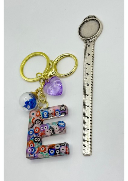 Renkli Nazar Boncuklu E Harfi Anahtarlık, El Yapımı Hediyelik Çanta Süsü fırsatları
