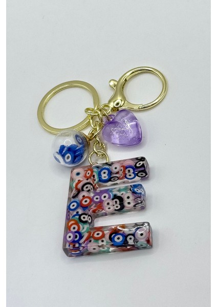 Renkli Nazar Boncuklu E Harfi Anahtarlık, El Yapımı Hediyelik Çanta Süsü indirimleri