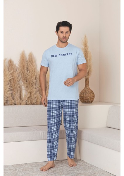 Erkek Ekose Desenli Kısa Kol Pijama Takımı