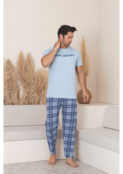 Erkek Ekose Desenli Kısa Kol Pijama Takımı