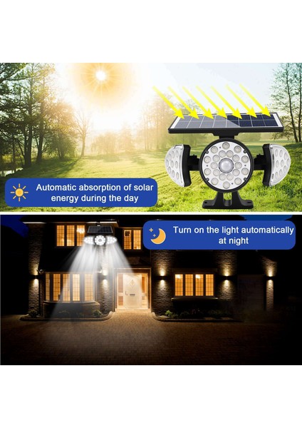 Açık Hava Güneş Enerjili Işık 38 LED Kablosuz Güvenlik Duvar Lambası 360° Dönebilen 3 Modlu IP65 Garaj Bahçe Ön Kapı Avlu Için (Yurt Dışından)