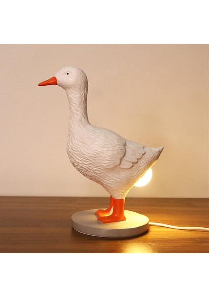 Ördek Lamba, 3D Ördek Masa Lambası, Gerçekçi LED Elamp, Usb'li Reçine Ördek Gece Lambası Beyaz (Yurt Dışından)
