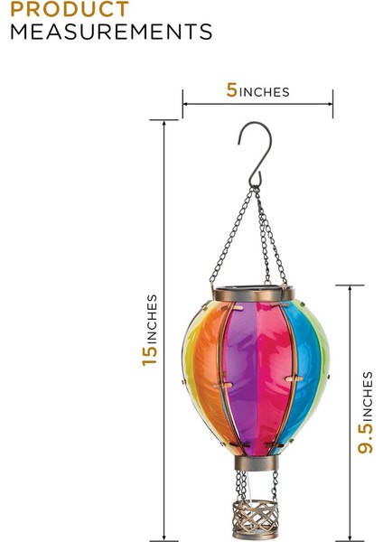 Sanat ve Hediye Güneş Enerjili Sıcak Hava Balonu Feneri - Asılı Güneş Enerjili LED Işıklar, Su Geçirmez Taşınabilir Dekoratif, 1 Adet, A (Yurt Dışından)