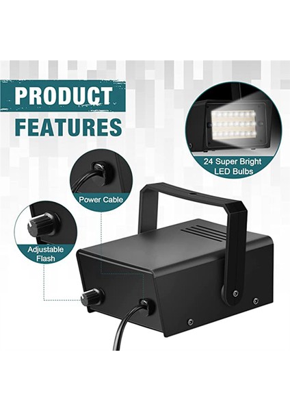 4 Parça Strobe Parti Işıkları, Parlak LED Strobe Işıkları Mini Parti Işıkları Ayarlanabilir Flaş Hızı Kontrolü Parti Sahnesi (Yurt Dışından)