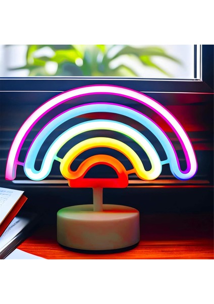 Gökkuşağı Neon Tabela Gökkuşağı Neon Işık, LED Gökkuşağı Lamba Gece Lambası, Usb/pil ile Çalışan Neon Tabela Gökkuşağı Oda Dekoru (Yurt Dışından)