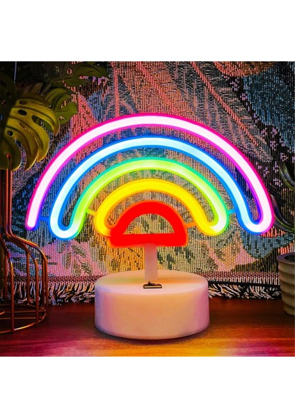 Gökkuşağı Neon Tabela Gökkuşağı Neon Işık, LED Gökkuşağı Lamba Gece Lambası, Usb/pil ile Çalışan Neon Tabela Gökkuşağı Oda Dekoru (Yurt Dışından)