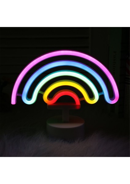 Gökkuşağı Neon Tabela Gökkuşağı Neon Işık, LED Gökkuşağı Lamba Gece Lambası, Usb/pil ile Çalışan Neon Tabela Gökkuşağı Oda Dekoru (Yurt Dışından)