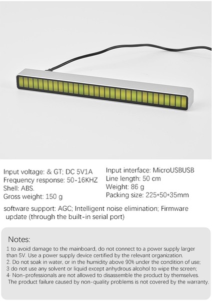Rgb Ses Kontrol Alıcı Ritim Işığı Sesle Etkinleştirilen Alıcı Ritim Işığı 32 Bit Müzik Renkli LED Şerit Işığı (Yurt Dışından)
