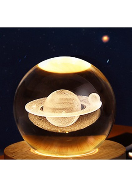 Parlayan Gezegen Galaxy Astronot Kristal Top Gece Işıkları USB Güç Sıcak Başucu Işık Noel Çocuk Hediye Gece Lambası (Yurt Dışından)