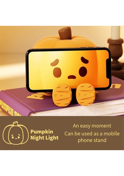 Gece Lambası Sevimli Lamba Balkabağı Dokunmatik Sensör Lambası Noel Gece Lambası Silikon LED Şarj Edilebilir Lamba (Yurt Dışından)