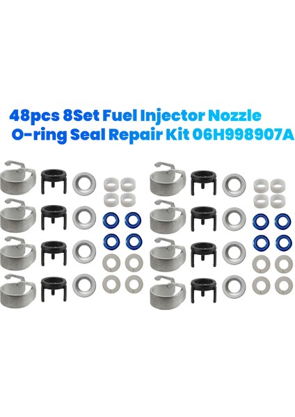 48 Adet/8 Takım Yakıt Enjektörü O-Ring Contası Tamir Takımı 06H998907A Audi A3 A4 A5 A6 Q5 Vw Golf Jetta cc 1.8 2.0t 06J998907A (Yurt Dışından)