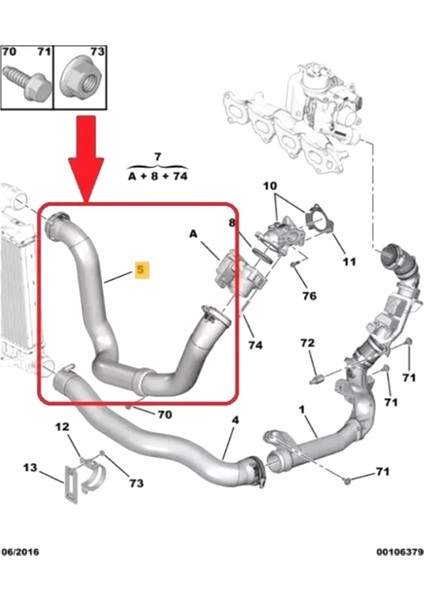 Peugeot Expert Citroen Jumpy 2.0 Hdı Turbo Intercooler Hortum Borusu Motor Soğutma Hortumu 9806720880 (Yurt Dışından)